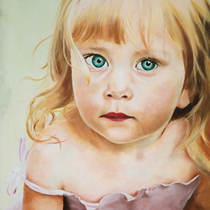 oil painting of girl with green eyes